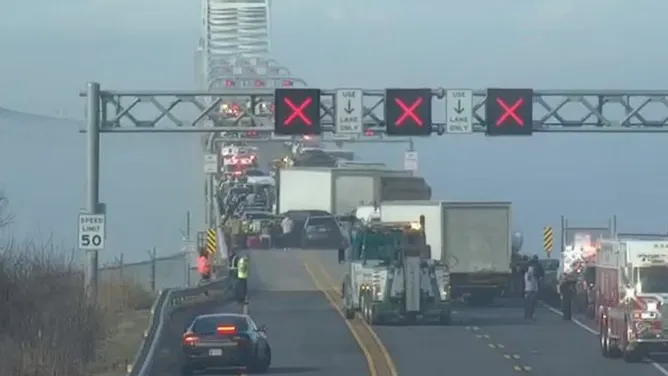 Police report 13 injuries in multi-vehicle incident on Chesapeake Bay Bridge in Maryland